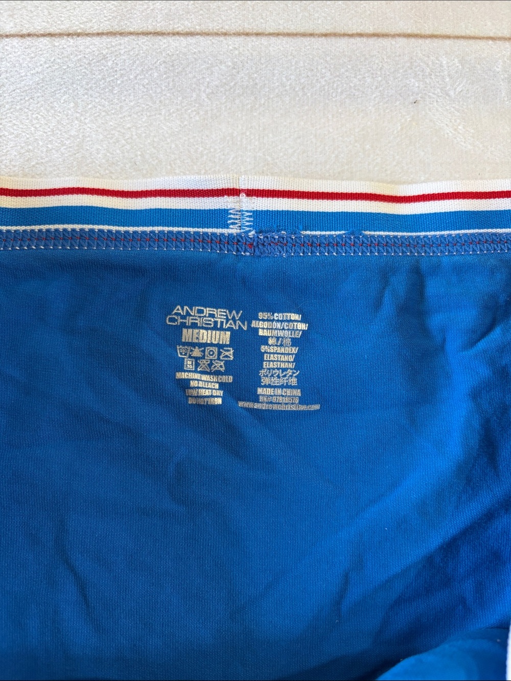 Andrew Christian Striped Waistband Briefs Pack - Blue, Red, Navy - Picture 3 of 10